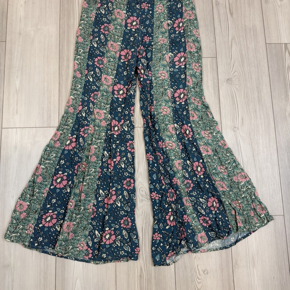 Free People Bali Sultry Boho Flare Pants Small Floral Coastal Hippie Festival - Picture 3 of 12